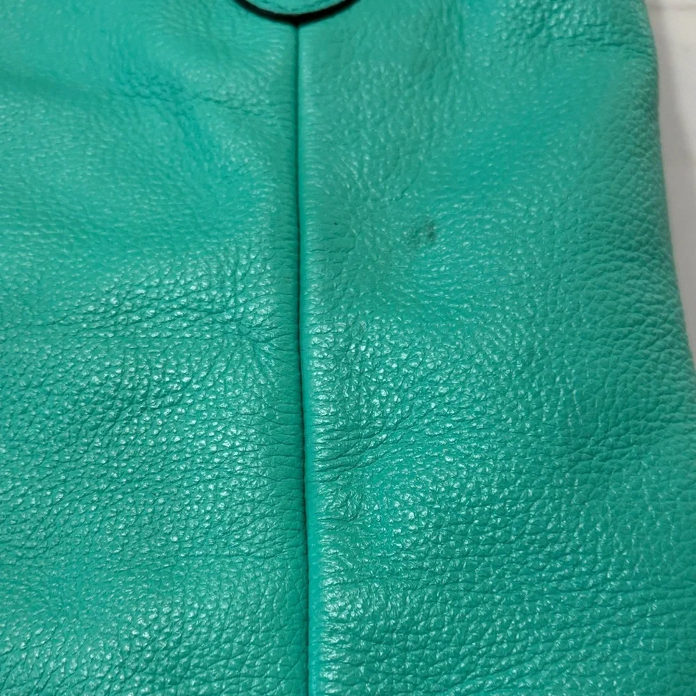 Dooney & Bourke Turquoise Leather Shoulder Bag with Gold Hardware - Picture 11 of 17